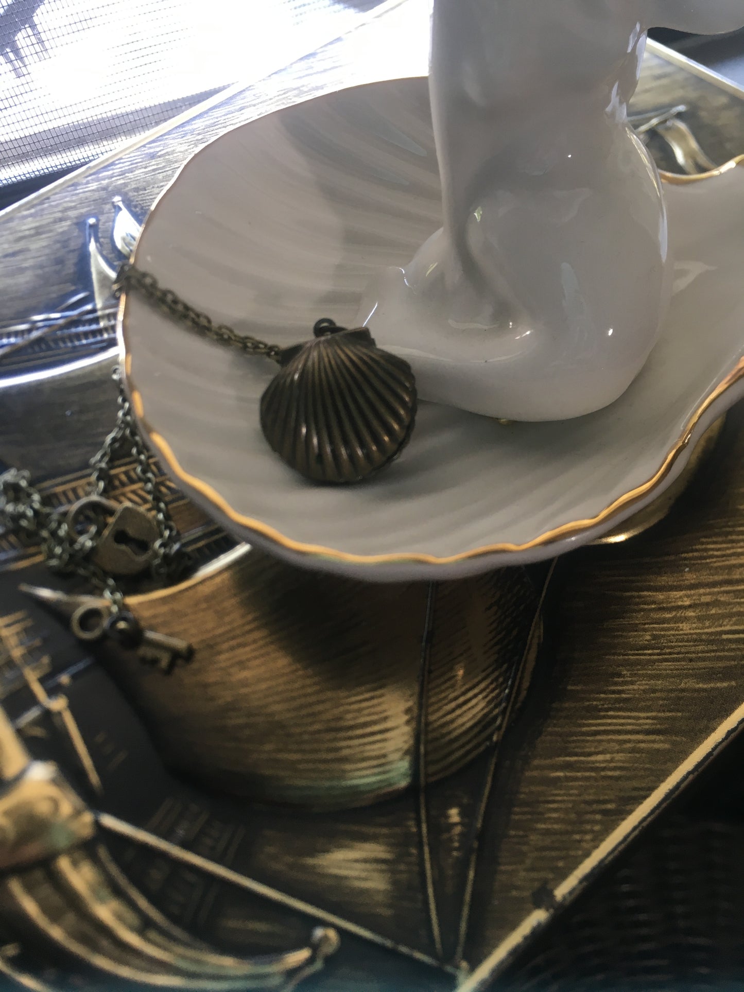 Brass Sea Shell Locket - Necklace