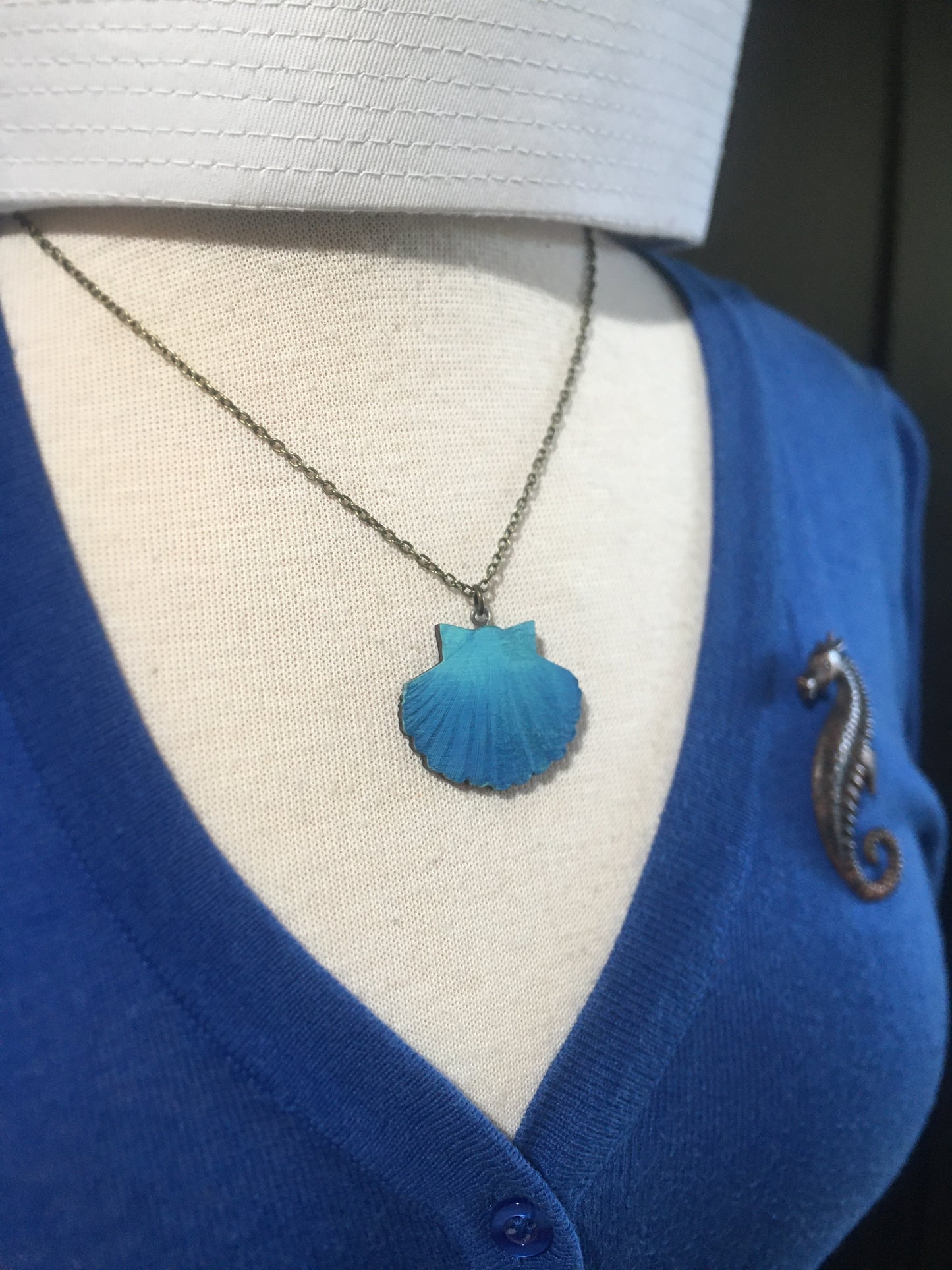 Aqua Sea Shell Necklace - Small