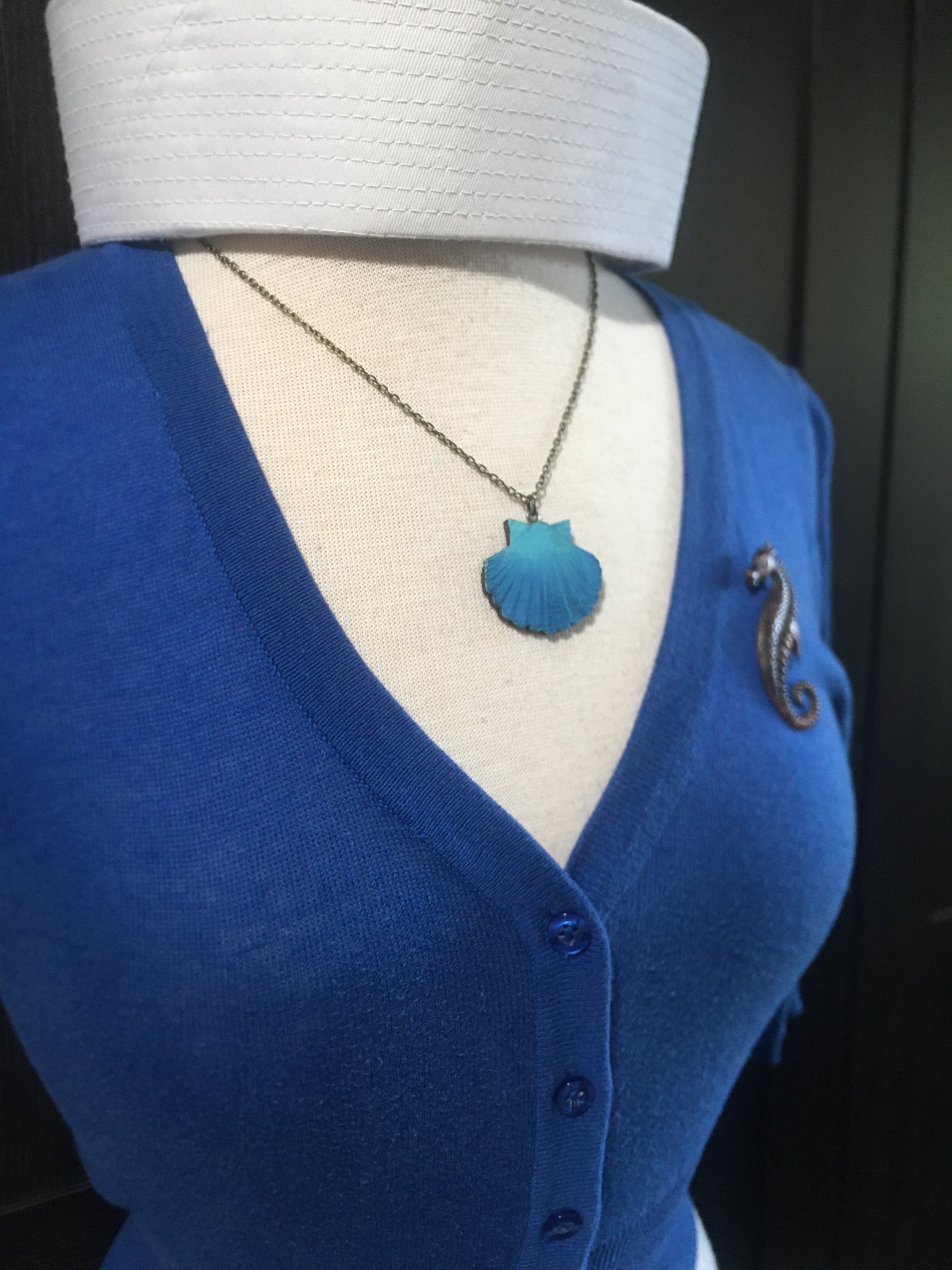 Aqua Sea Shell Necklace - Small