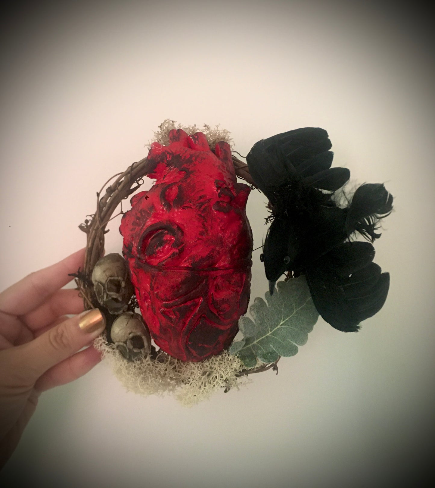 Small Tell Tale Heart Raven Wreath
