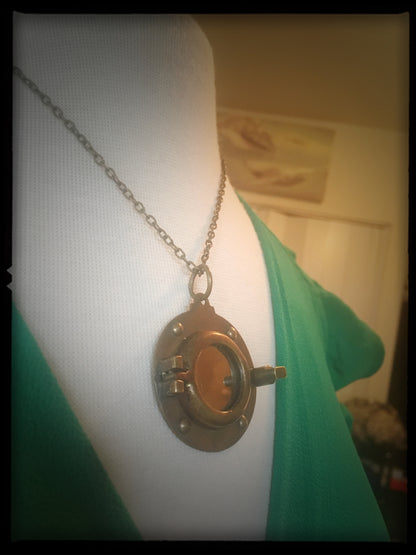 Porthole - Antiqued Brass Necklace