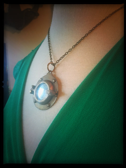 Porthole - Antiqued Brass Necklace