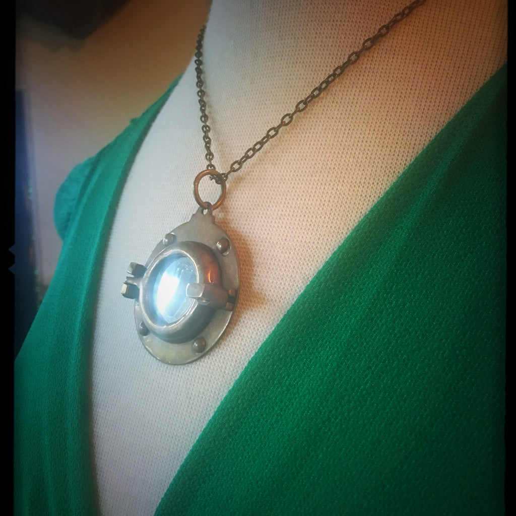Porthole - Antiqued Brass Necklace