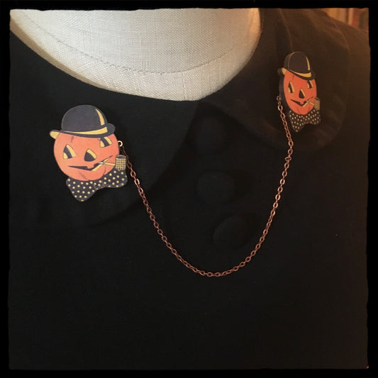 Halloween Pumpkin Collar - Sweater Pin Set