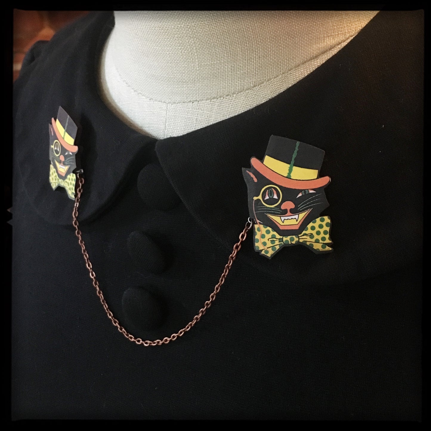 Halloween Cat Collar - Sweater Pin Set