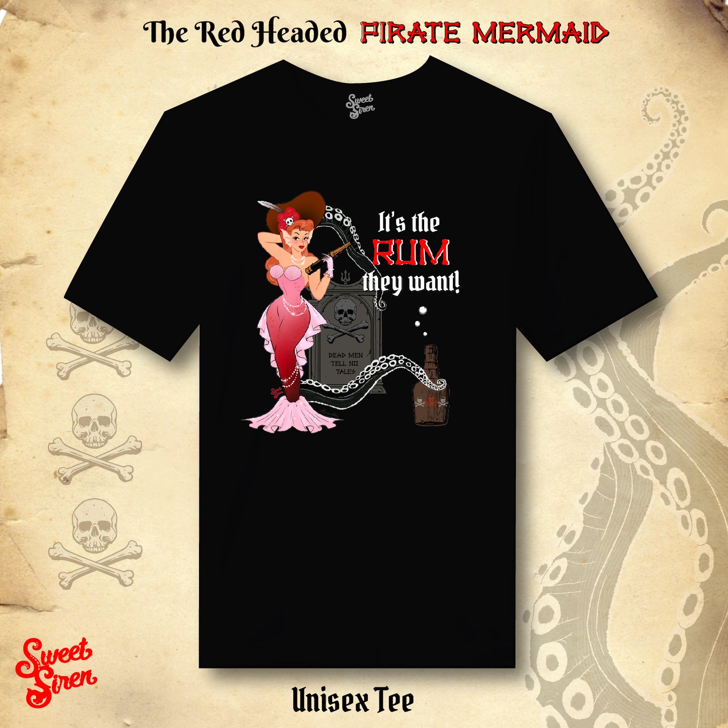 Red Headed Pirate Mermaid - Unisex Tee