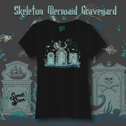 Skeleton Mermaid Graveyard  - Women's Tee