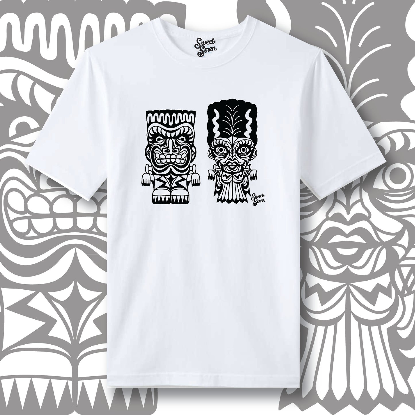 Franky & Bride Tiki Monsters - Black Ink - Unisex tee