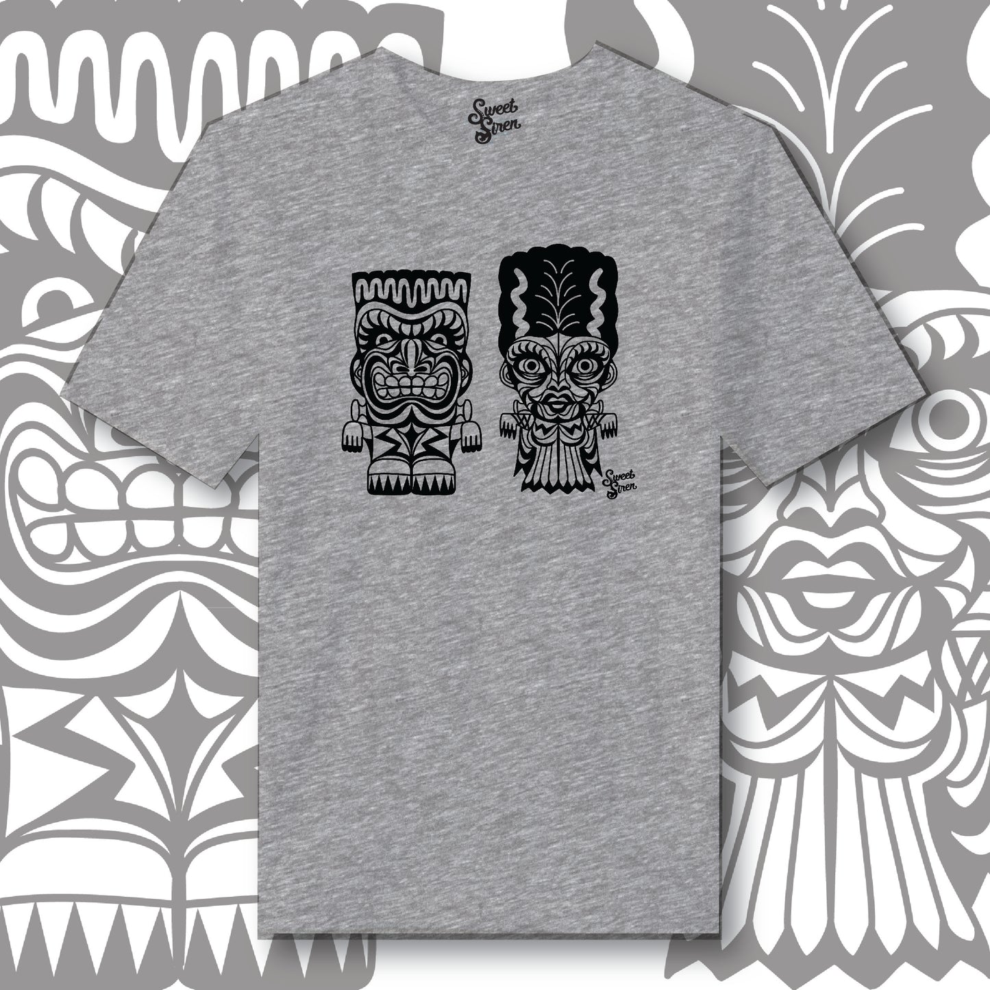 Franky & Bride Tiki Monsters - Black Ink - Unisex tee