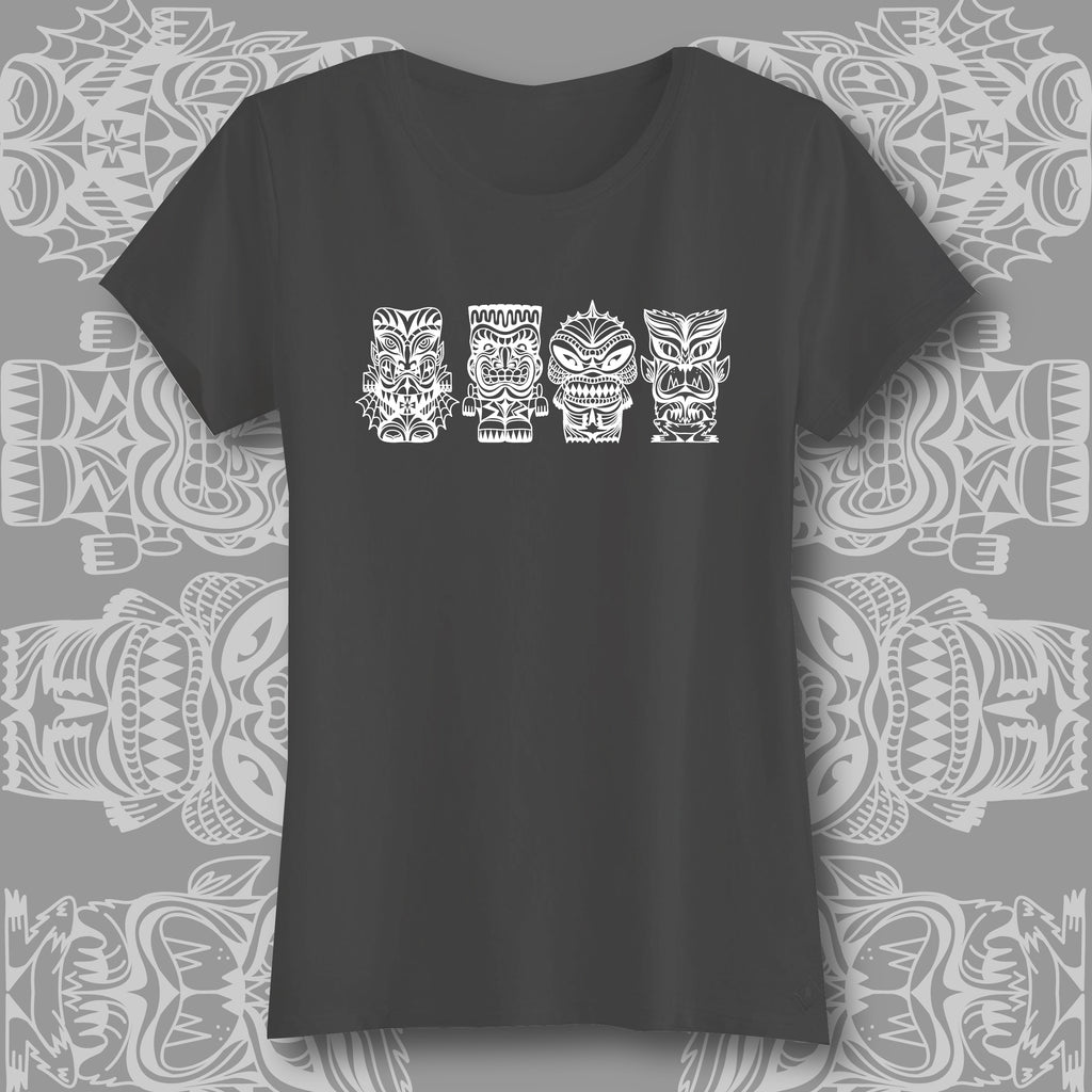 Tiki Monster Women's Tee - CHARCOAL Heather- SALE