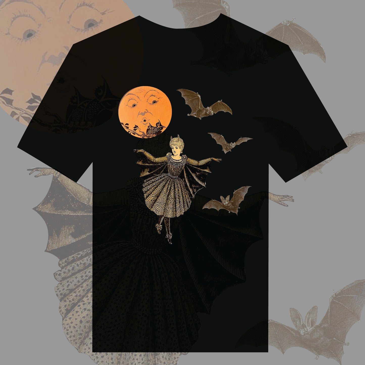 Victorian Bat Wings in the Moonlight - Unisex Tee