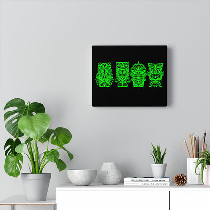 Tiki Monsters - Canvas 10"x 8" - Neon Green