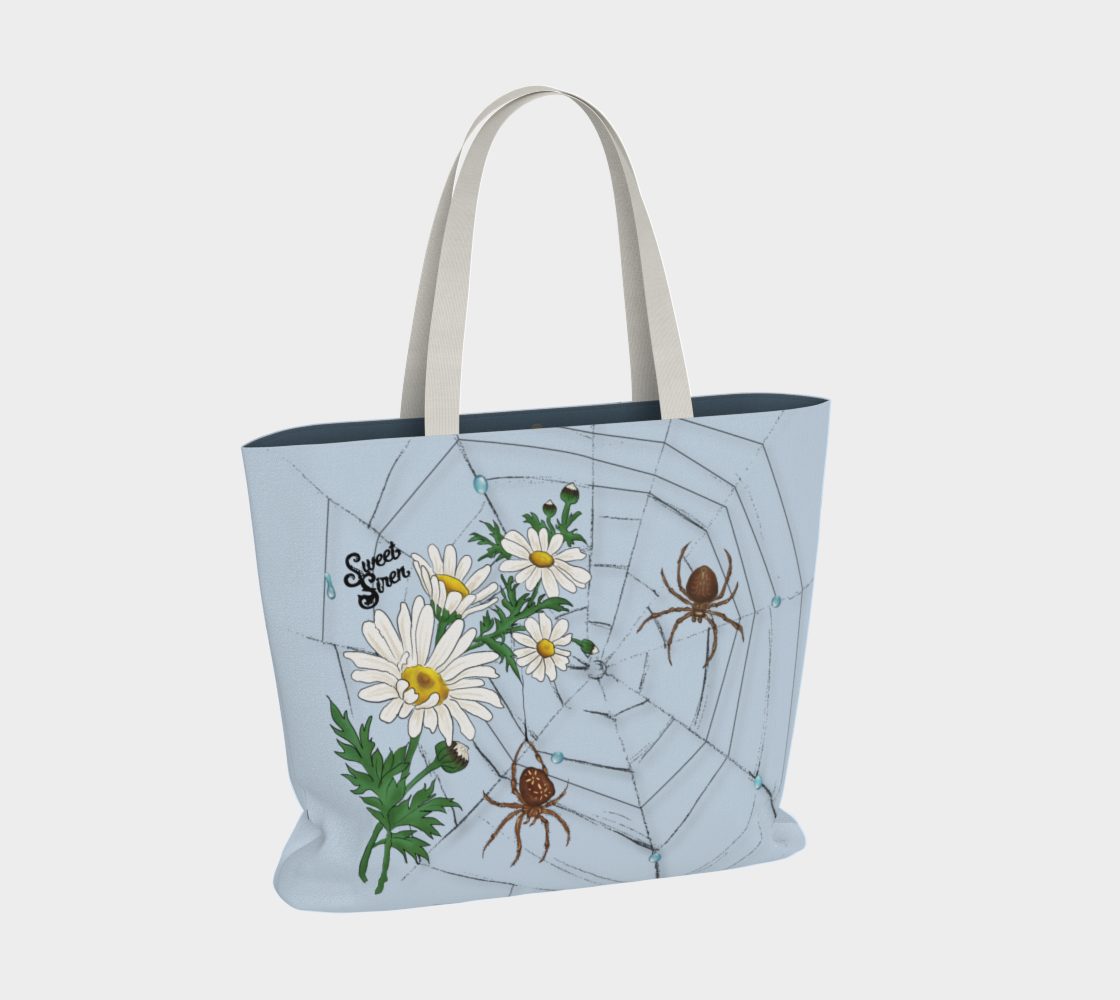 Spider Daisy - Powder Blue Beach Tote