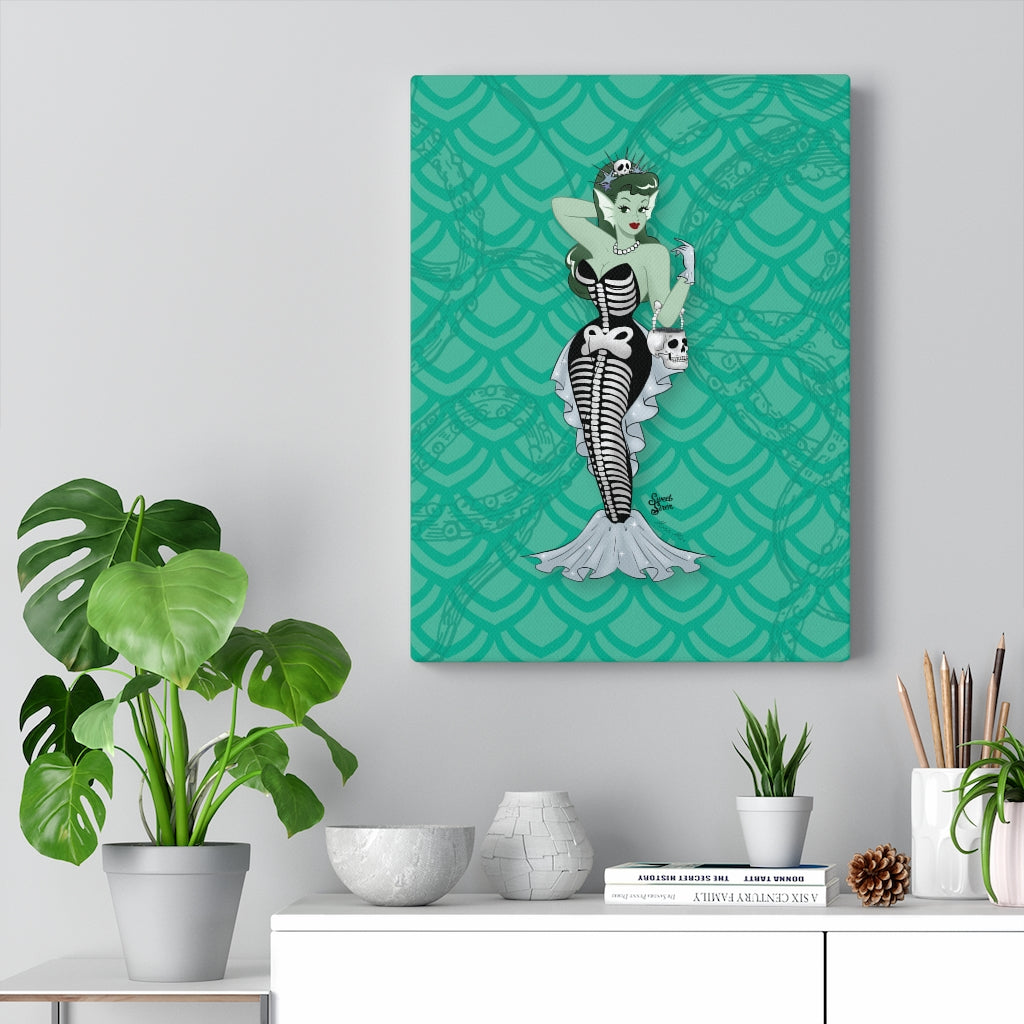 Skeleton Mermaid Babe - Canvas Print