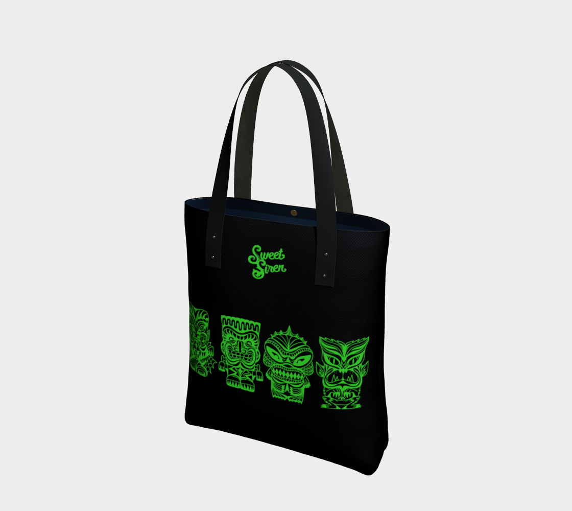 Tiki Monsters SLIME GREEN - Black Urban Tote