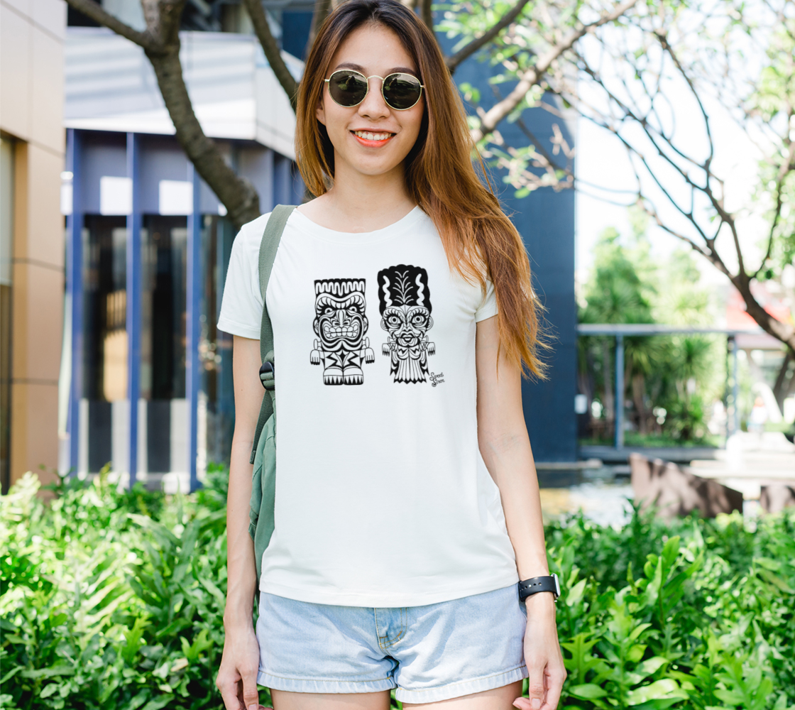 Franky & Bride Tiki Monsters - Black ink - Womens tee