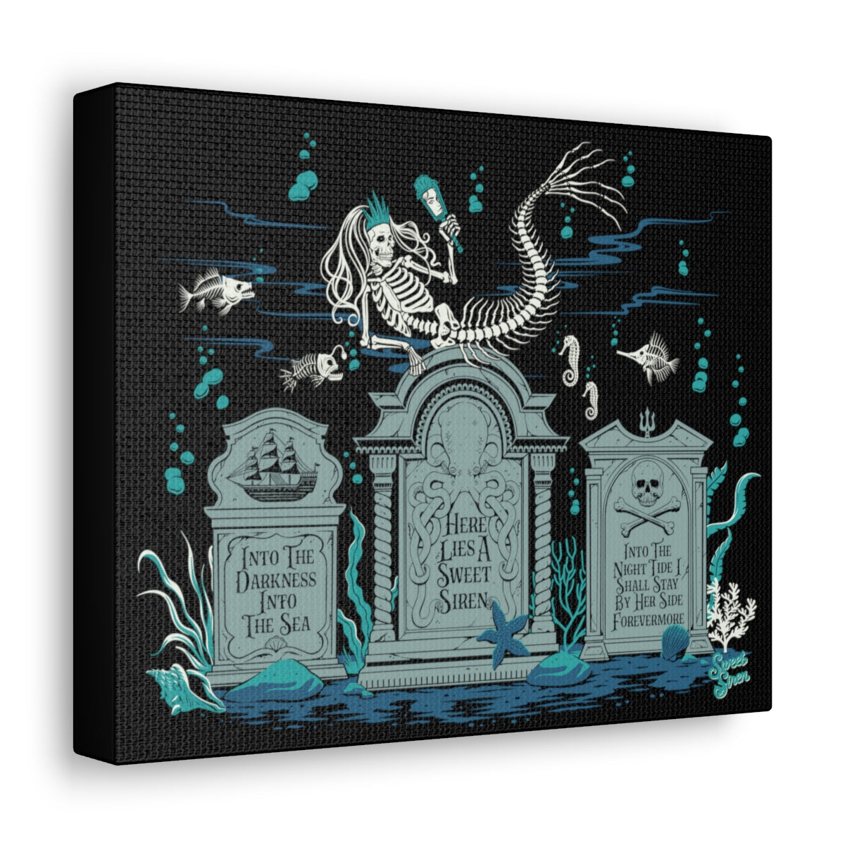 Skeleton Mermaid Graveyard - Canvas Print