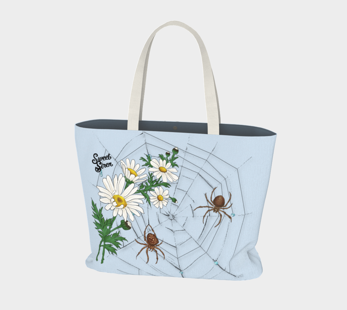 Spider Daisy - Powder Blue Beach Tote