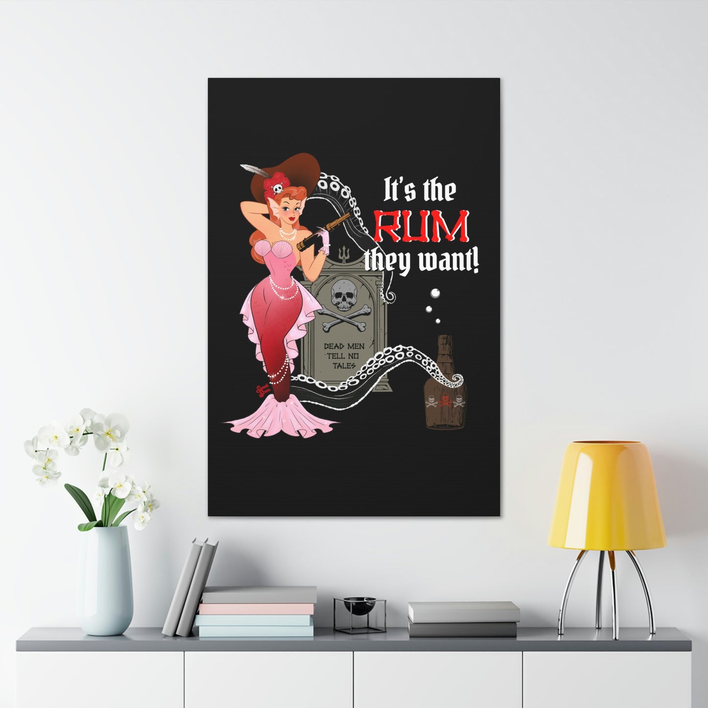 Red Headed Pirate Mermaid - Canvas Print