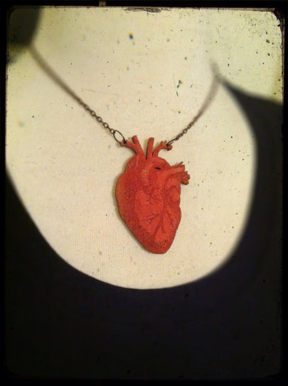Human HEART wooden necklace