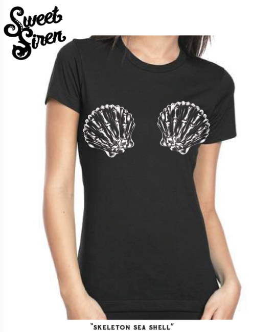 Skeleton Sea Shell Womens tee
