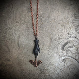 Victorian Hand Bat Necklace - Copper