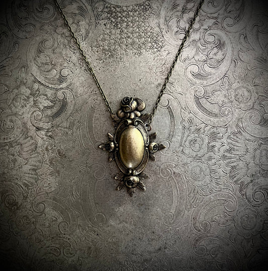 Brass Rose Frame Necklace