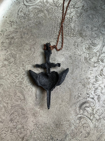 Black Heart Dagger Necklace