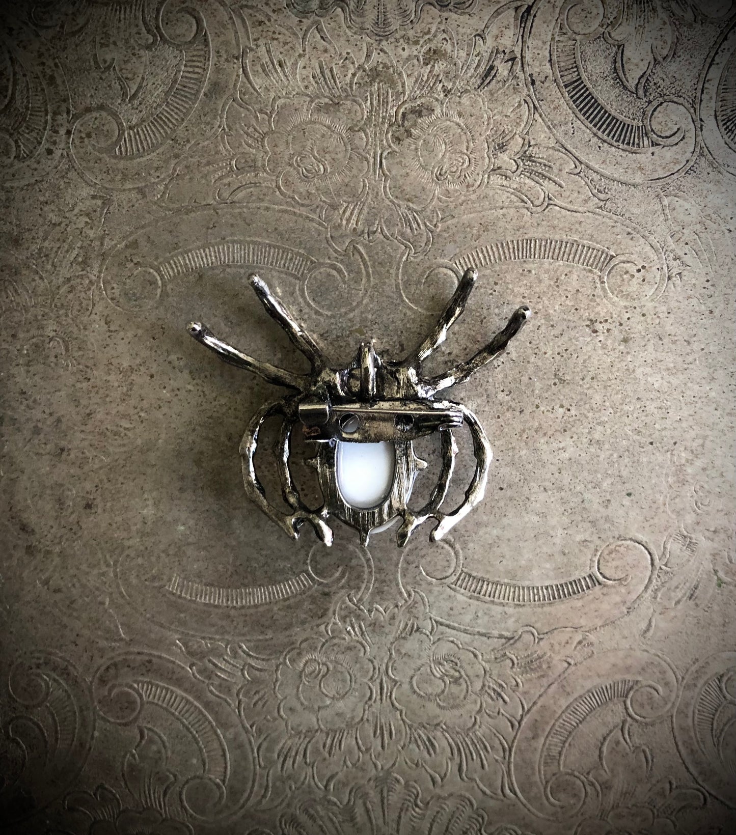 White Howlite Spider Brooch