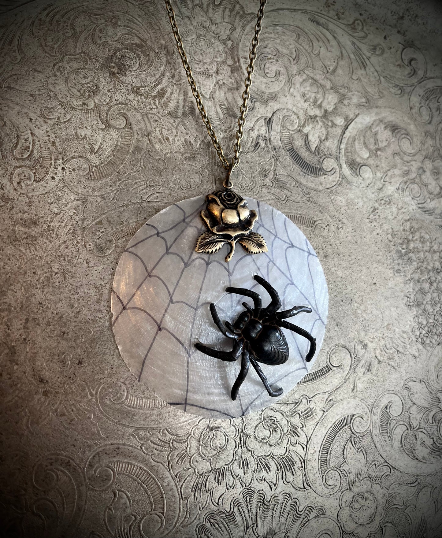 Spider & Web Shell Necklace