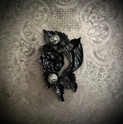 Black Gothic Desert Rose Lapel Pin