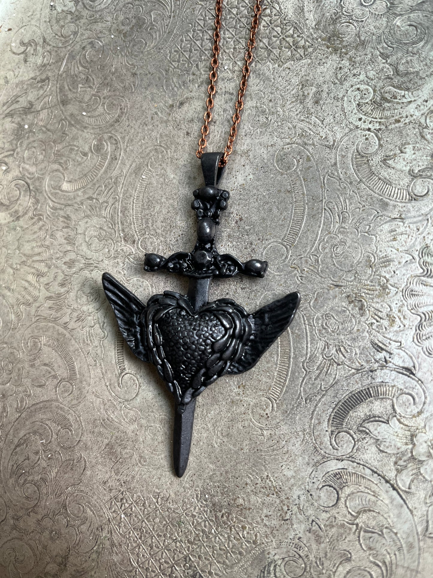 Black Heart Dagger Necklace – Sweet Siren Designs
