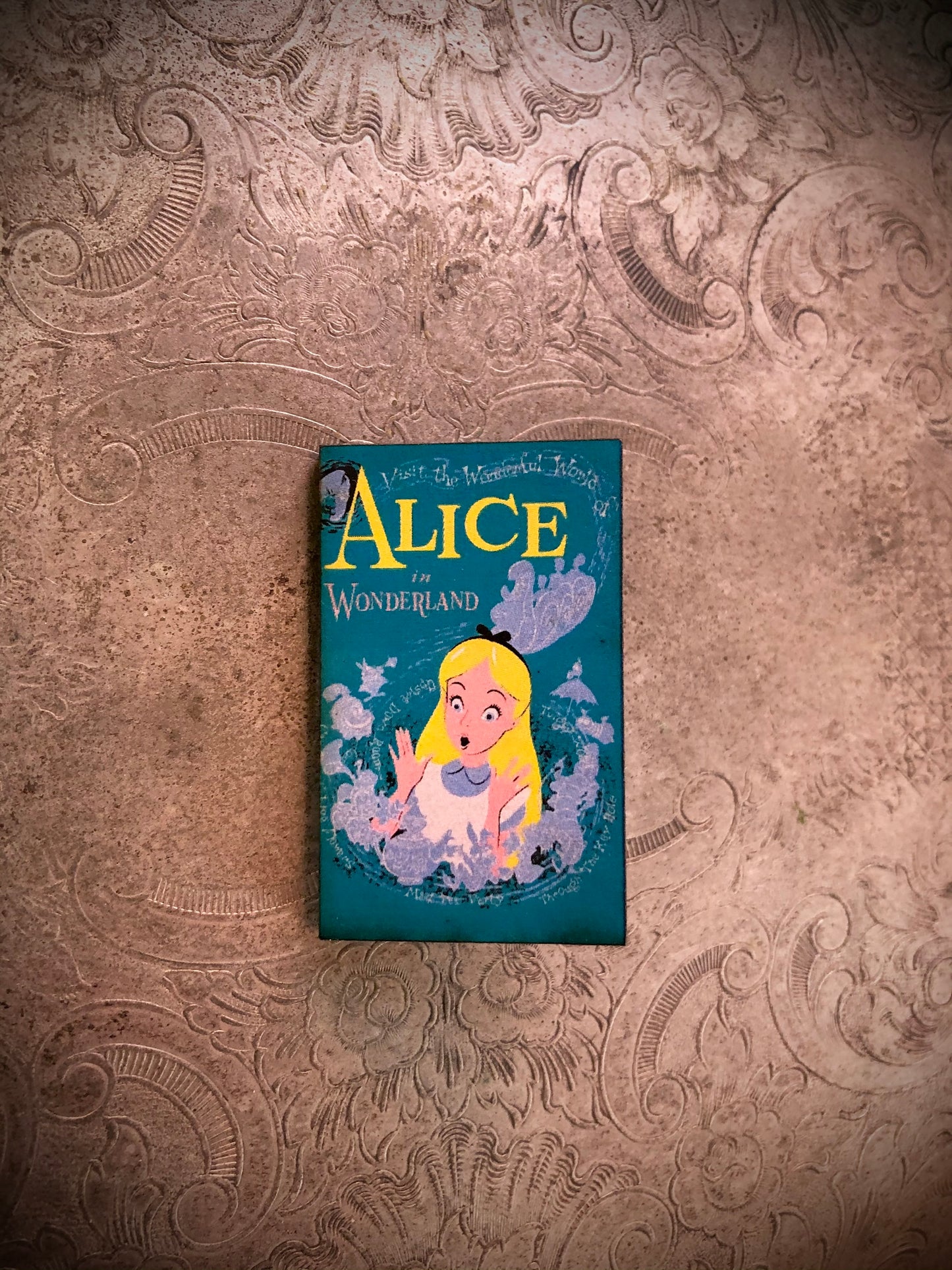 The Alice In Wonderland Wooden Vintage Pin