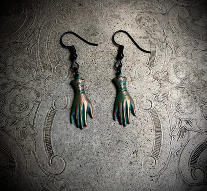 Antiqued Victorian Hand Earrings