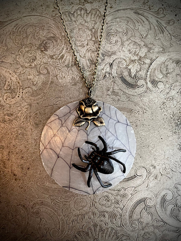 Spider & Web Shell Necklace