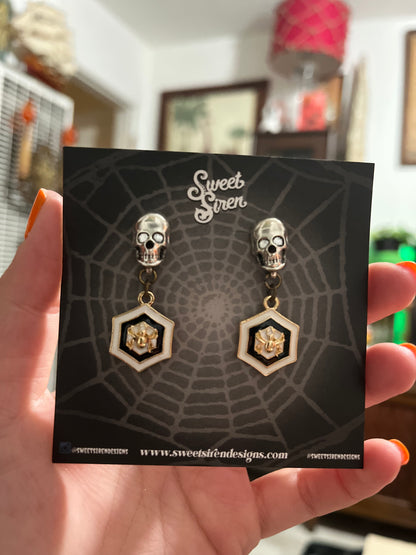 Skull and Spider Art Deco earrings
