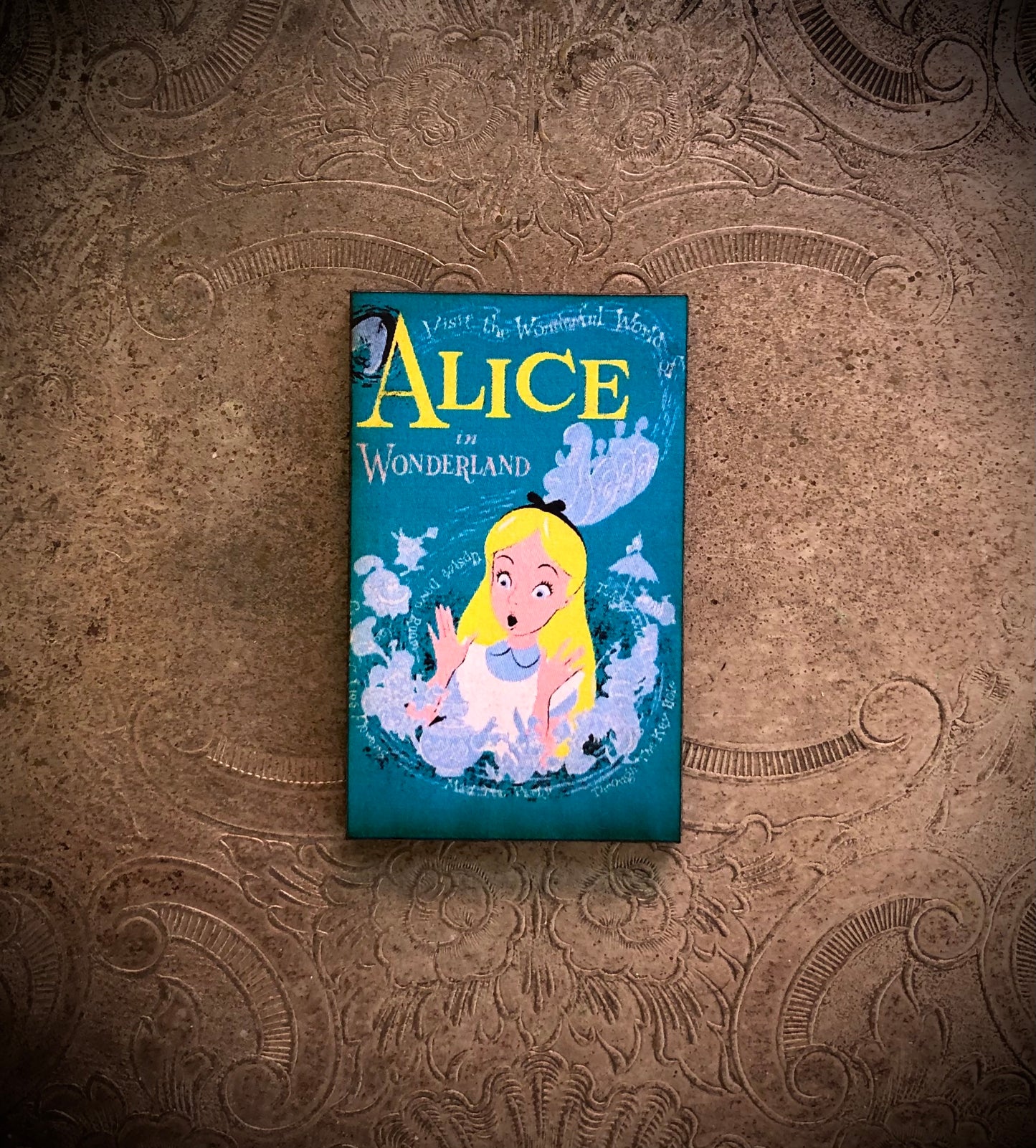 The Alice In Wonderland Wooden Vintage Pin